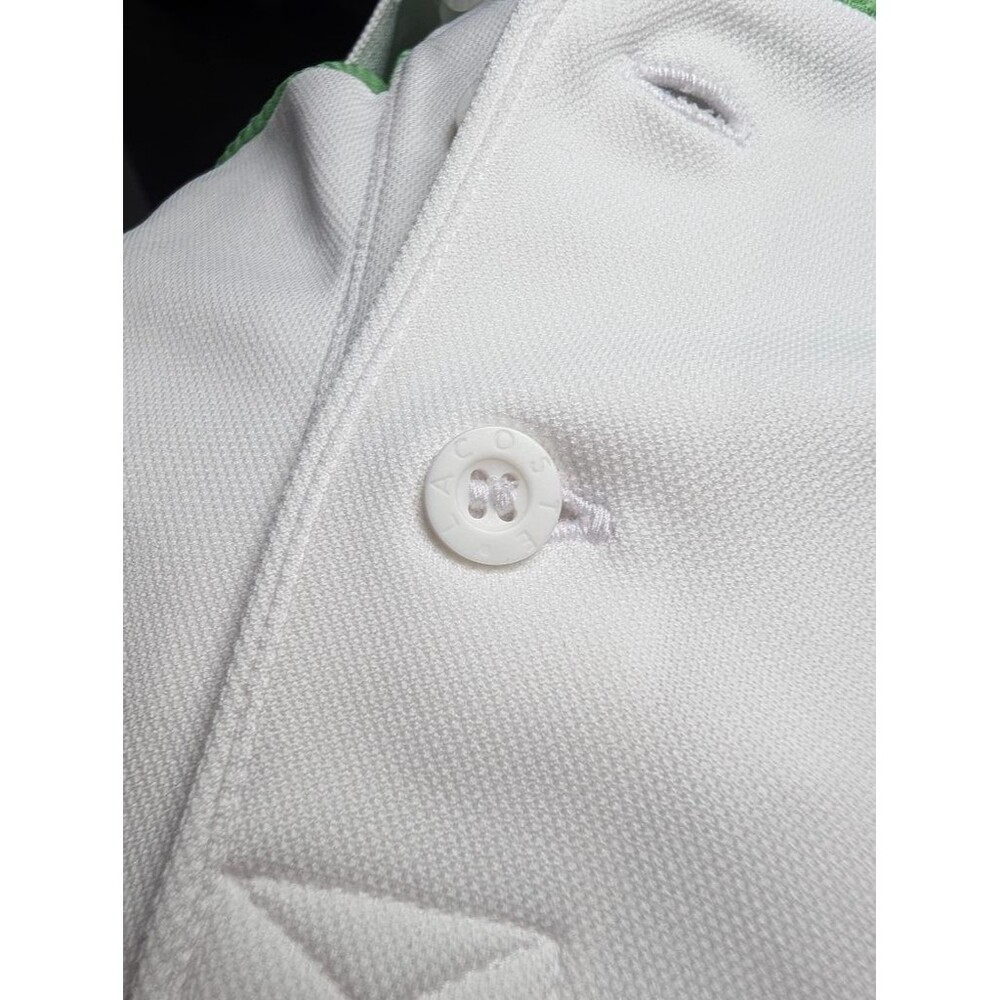 Lacoste Sport Ultra Dry Mens XL FR6 Polo Shirt White Green Colorblock Tennis - Picture 9 of 9